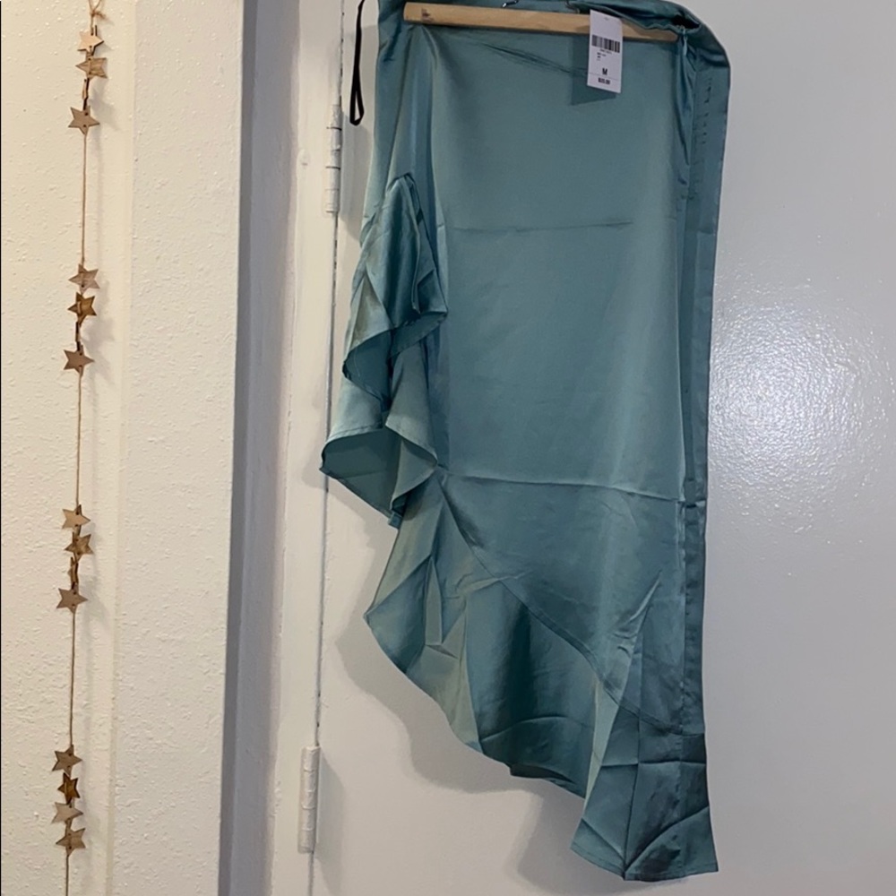 Green Ruffled High Low Skirt